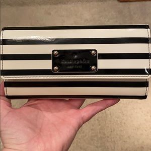Kate Spade Black & White Patent Tri-Fold Wallet